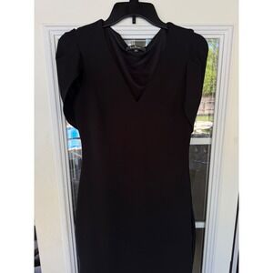 Lulus black dress back drape cap sleeve med